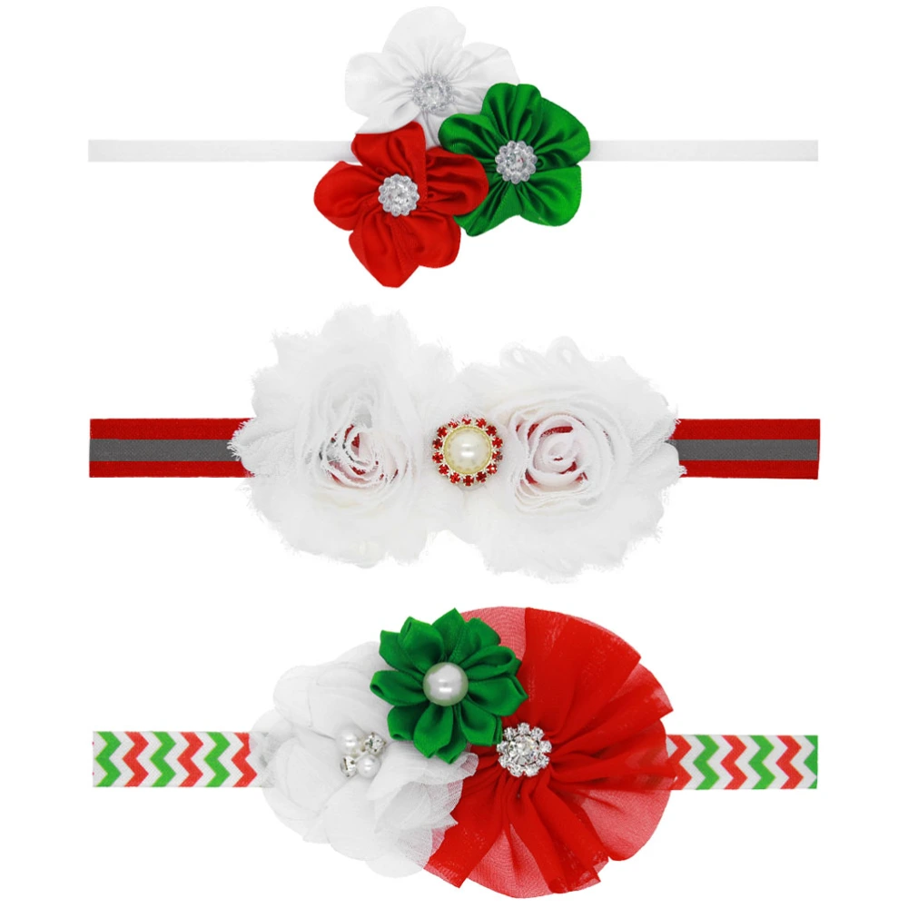 3pcs Baby Christmas Hairband Headbands Flowers Hair Band Infant Headdress