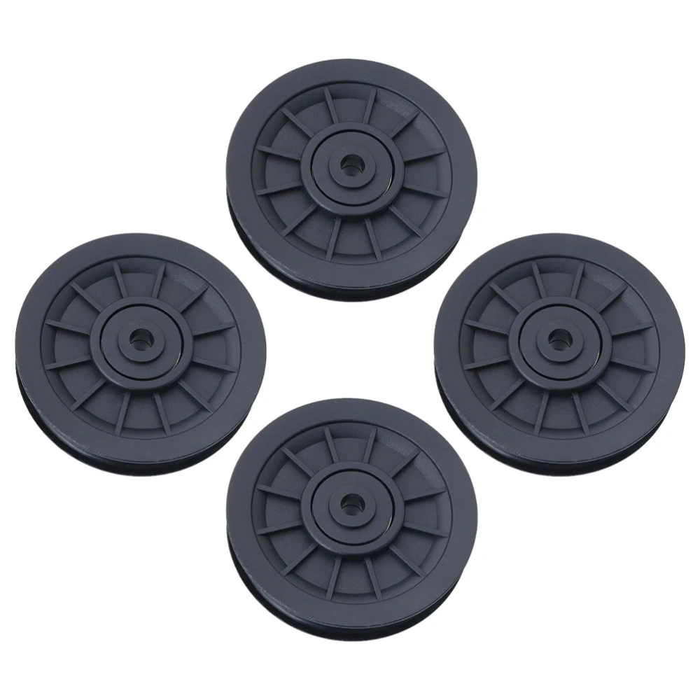 4 Pcs Universal Bearing Pulley Wheel Fitness Equipment Parts PA6 Wearproof Pulley Replacement Parts for Gym Fitness (Black)