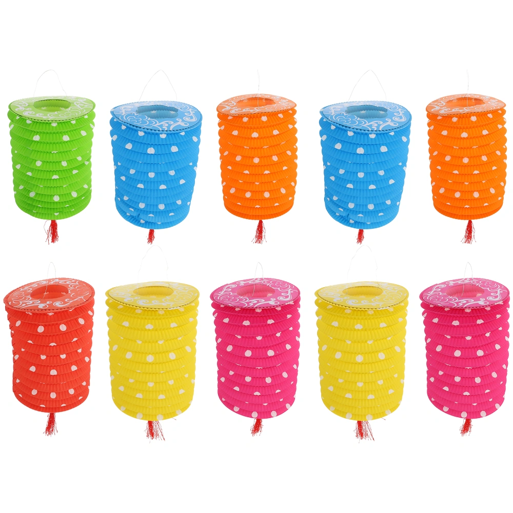 10pcs Chinese Lanterns Foldable Lanterns Children Paper Lanterns with Lights