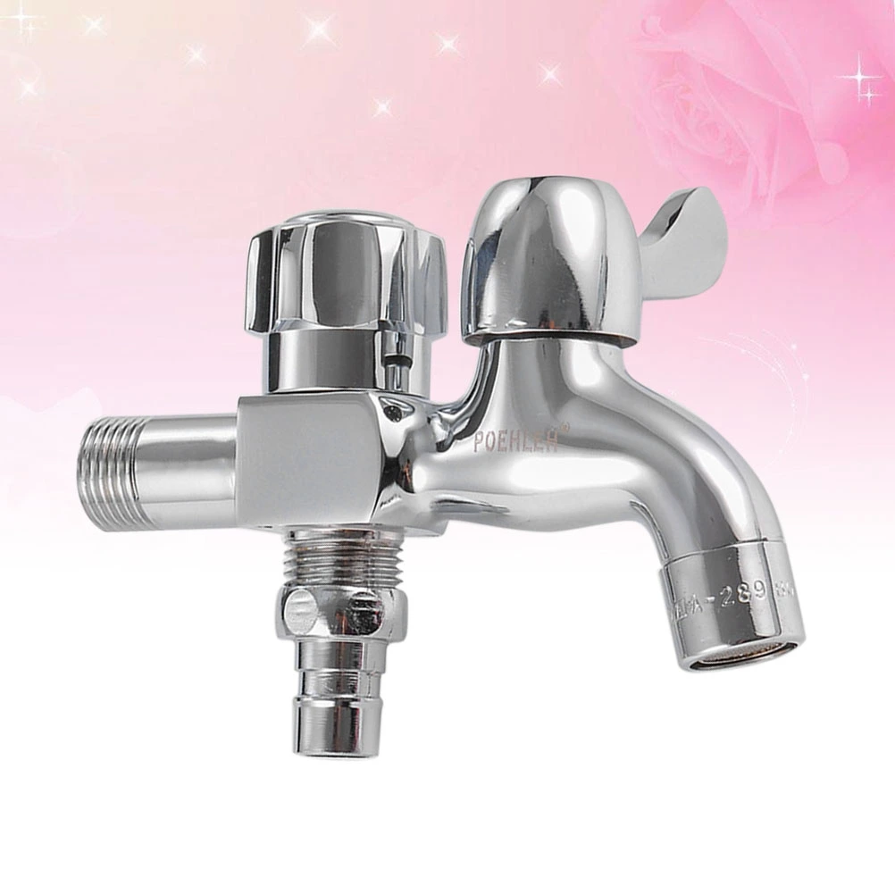 Zinc Alloy Faucet Washing Machine Double-used Tap Bathroom Toilet Faucet (Silver)