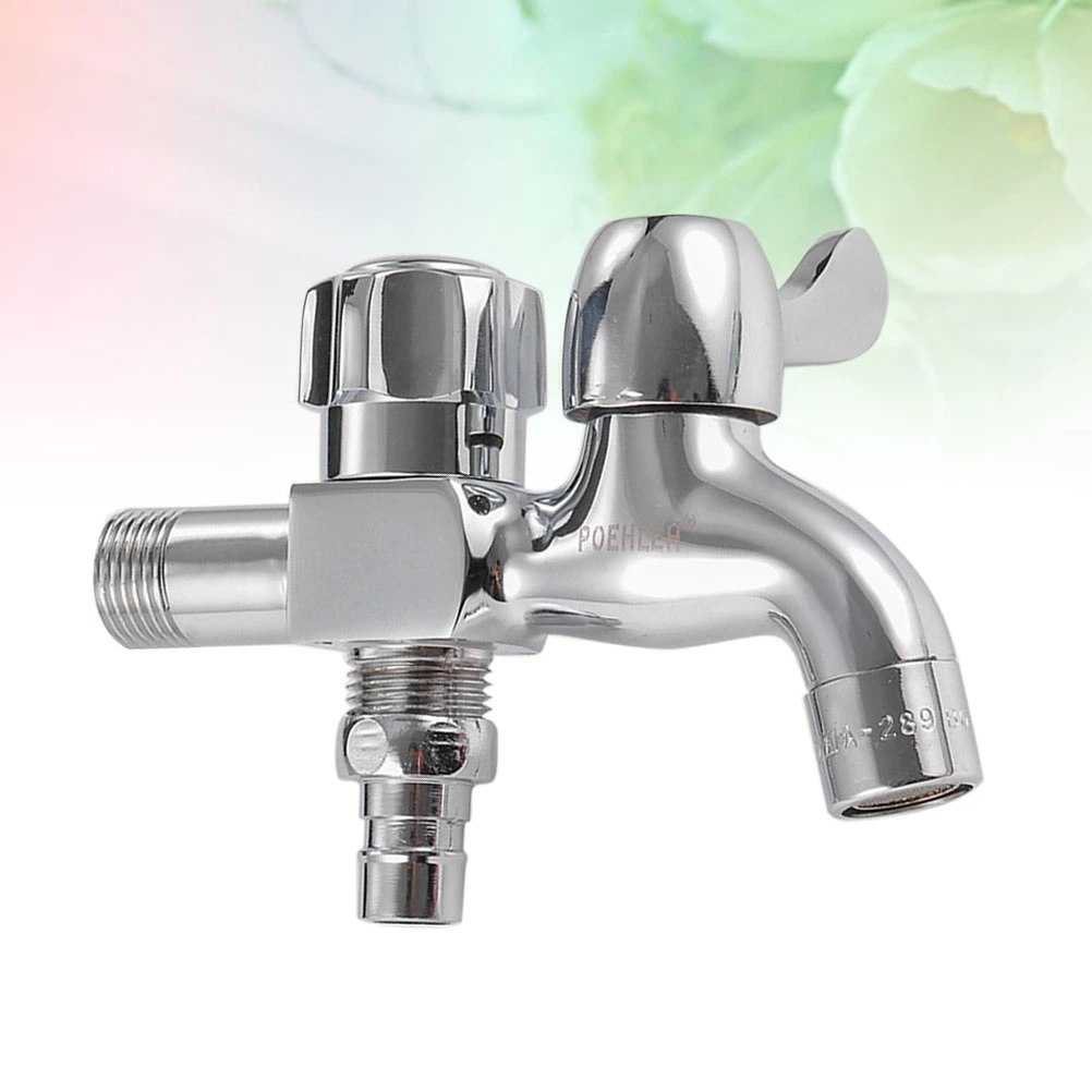 Zinc Alloy Faucet Washing Machine Double-used Tap Bathroom Toilet Faucet (Silver)