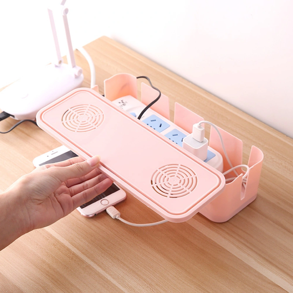 Multi Power Plug Socket Anti-dust Safety Box Storage Cable/ Wire/ Cord Organizer (Pink)