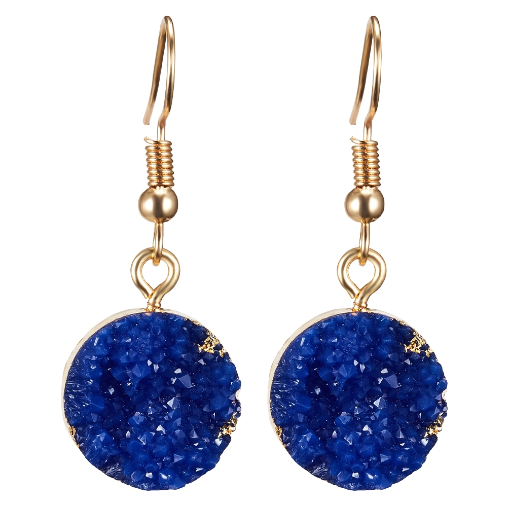 Resin Eardrop Simple Round All-Match Beautiful Eardrop Jewelry Earring for Woman (Blue Number 6 Pattern)
