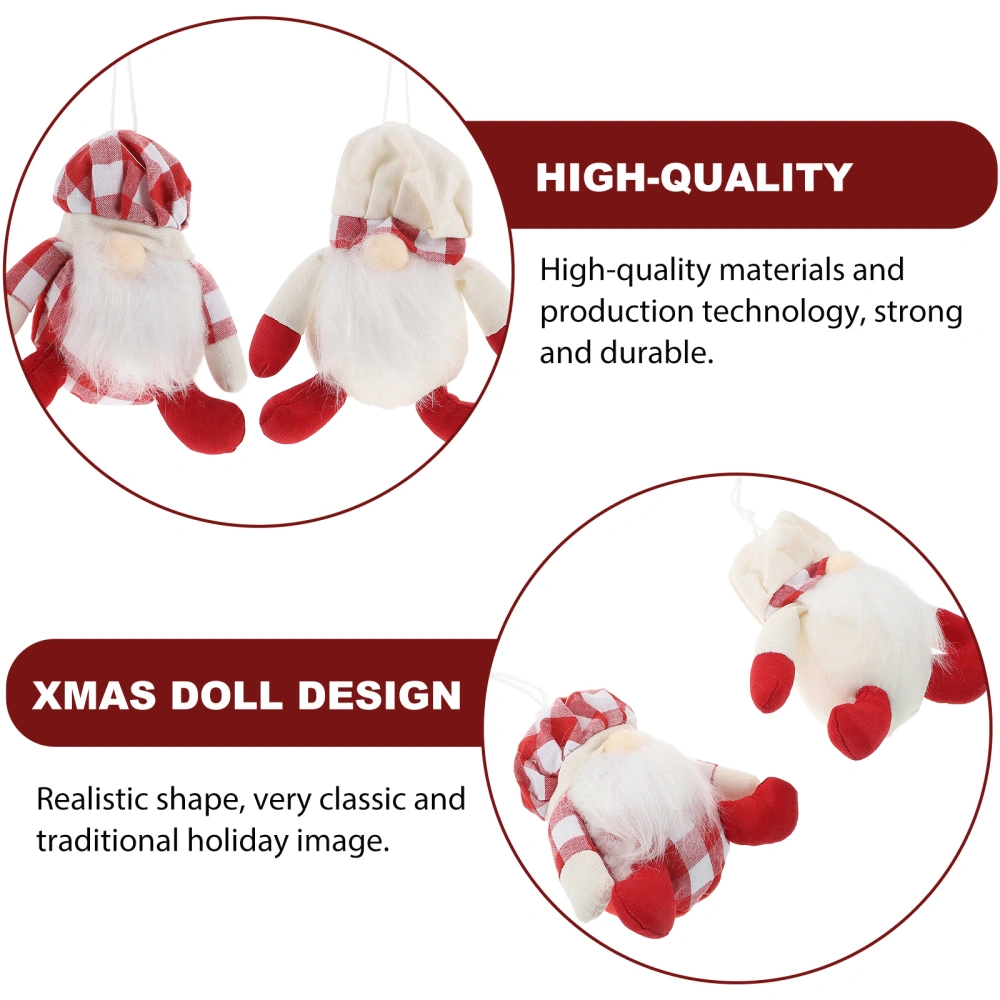 2pcs  Lovely Christmas Party Pendants Faceless Doll Decor Christmas Adorns