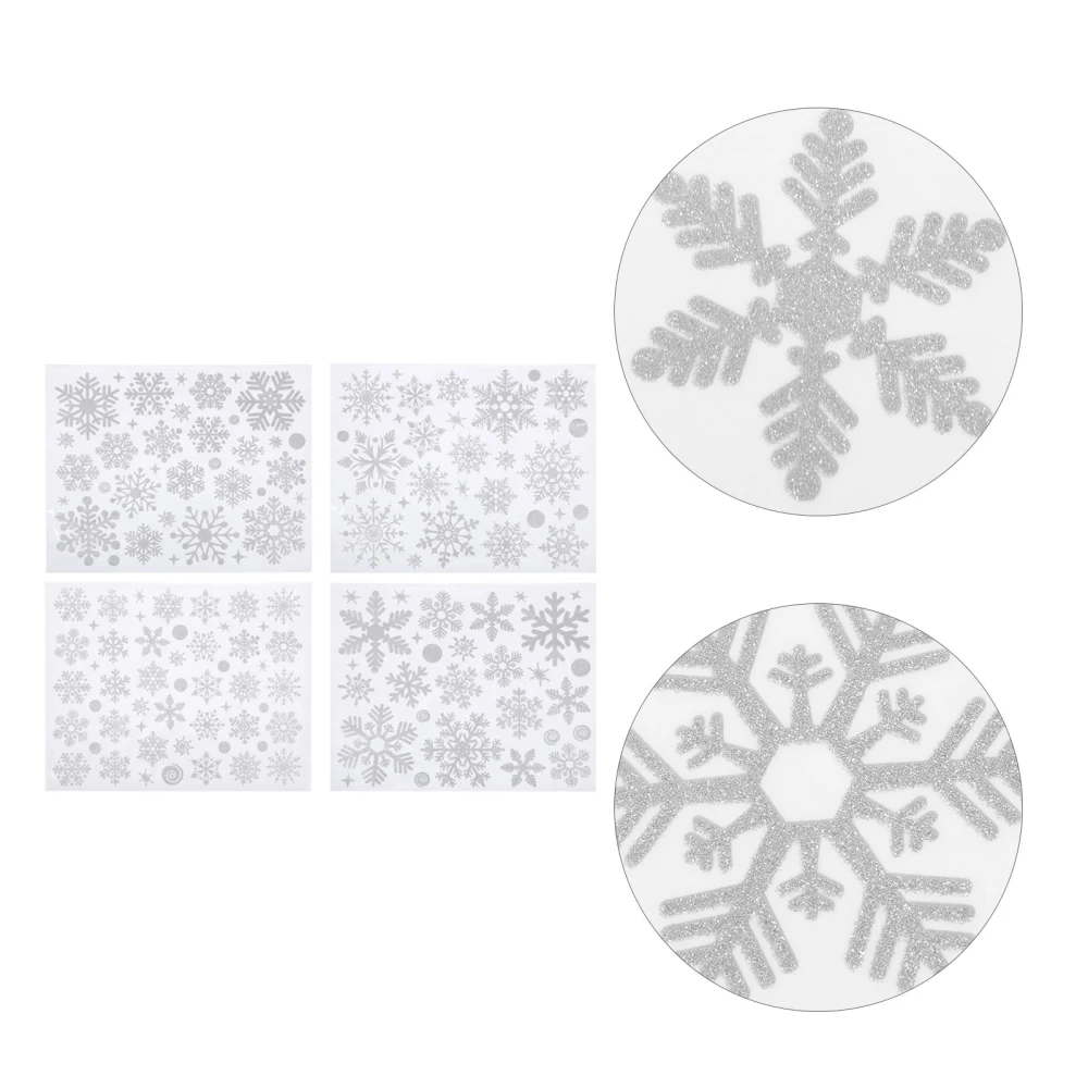 4 pcs Christmas Themed Wall Stickers Snowflake Window Stickers (White)