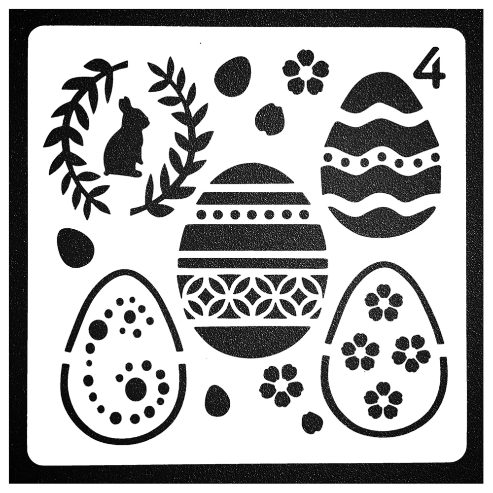 8pcs of One Set Creative Happy Easter Hollow Out Drawing Stencils Reusable Templates Painting Moulds