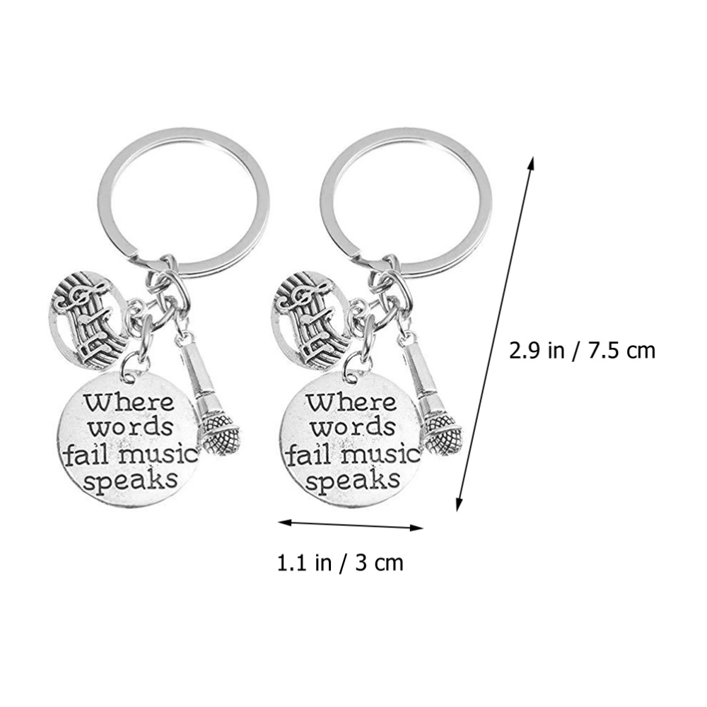 2pcs Decorative Key Hanging Decors Musical Microphone Designed Keychains