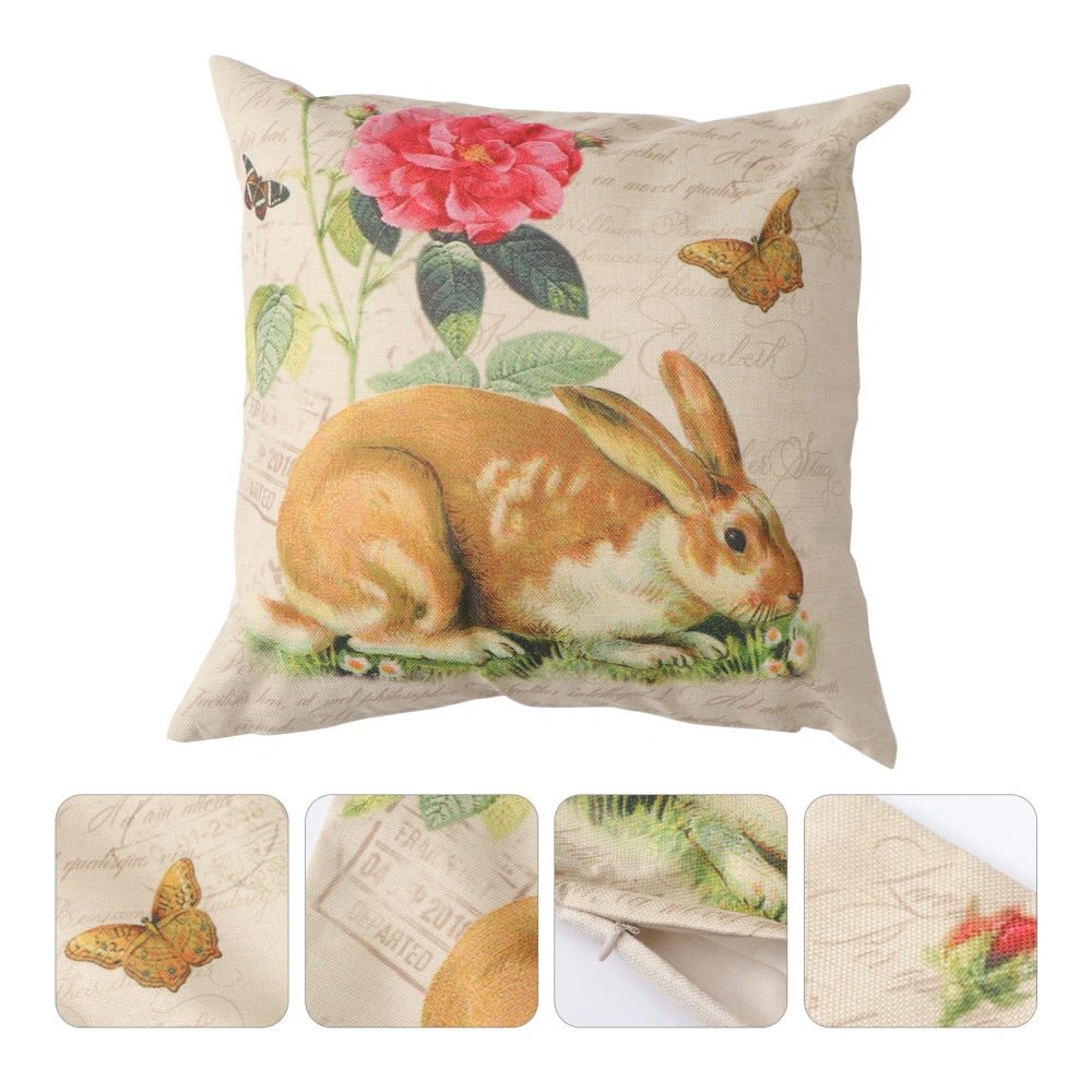 Easter Throw Pillow Cover Cushion Cover Floral Printing Pillow Case