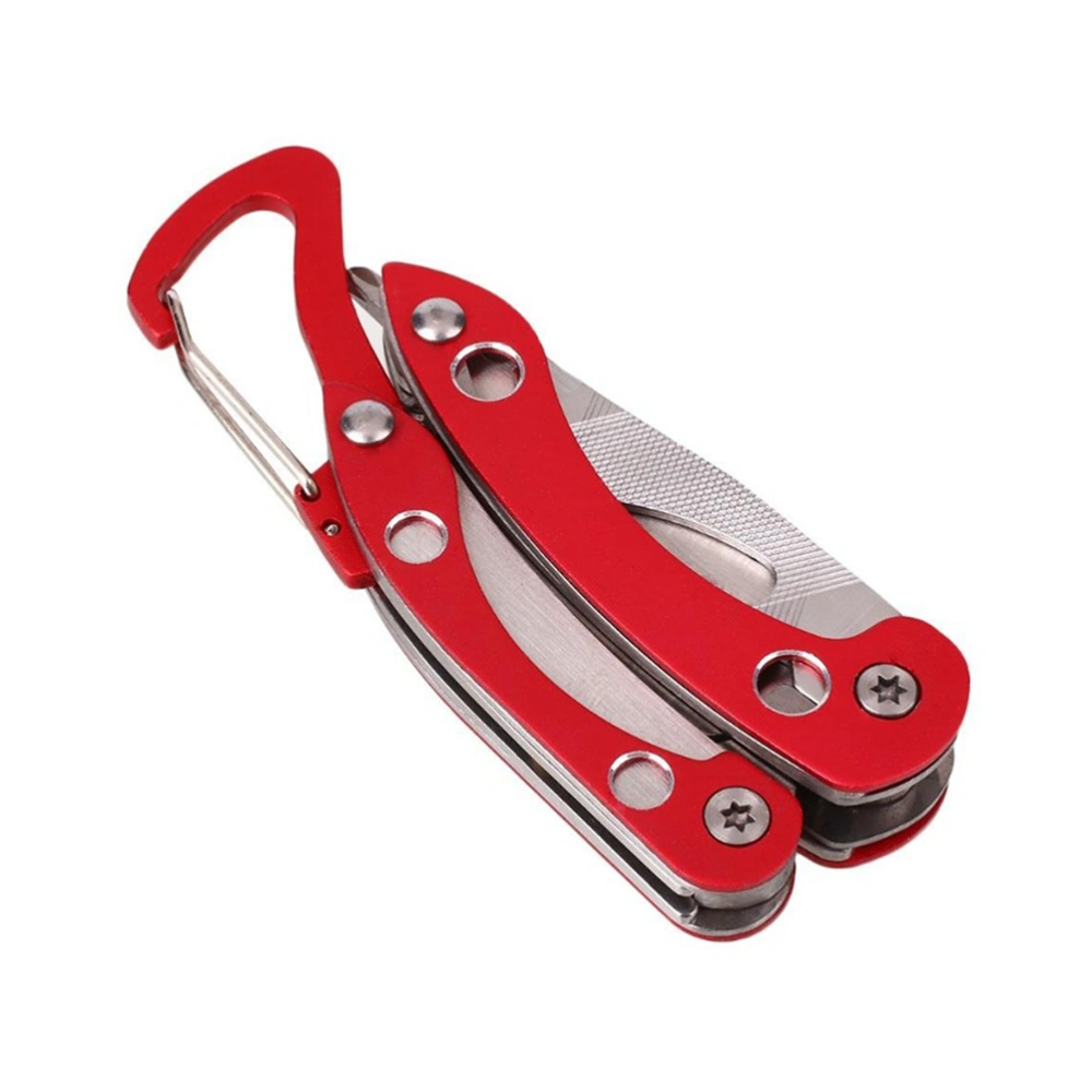 Multifunctional Portable Pliers Mini EDC Tool Key Chain Folding Pocket Size Non-slip Tool (Red)