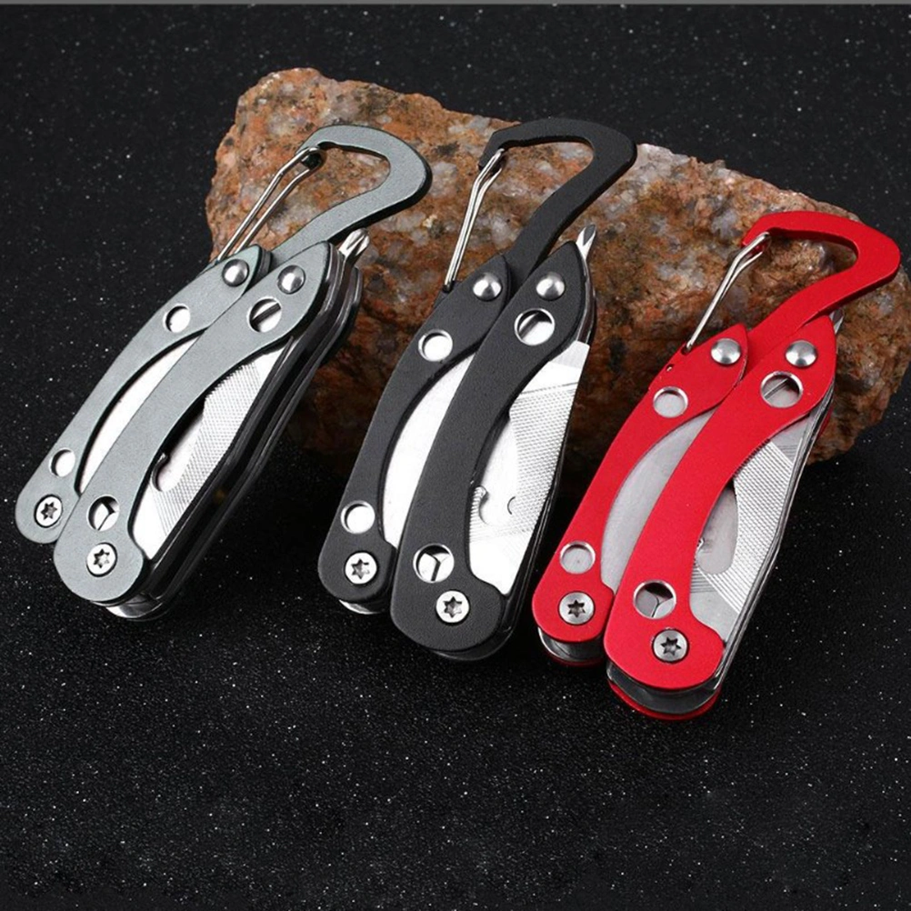 Multifunctional Portable Pliers Mini EDC Tool Key Chain Folding Pocket Size Non-slip Tool (Red)