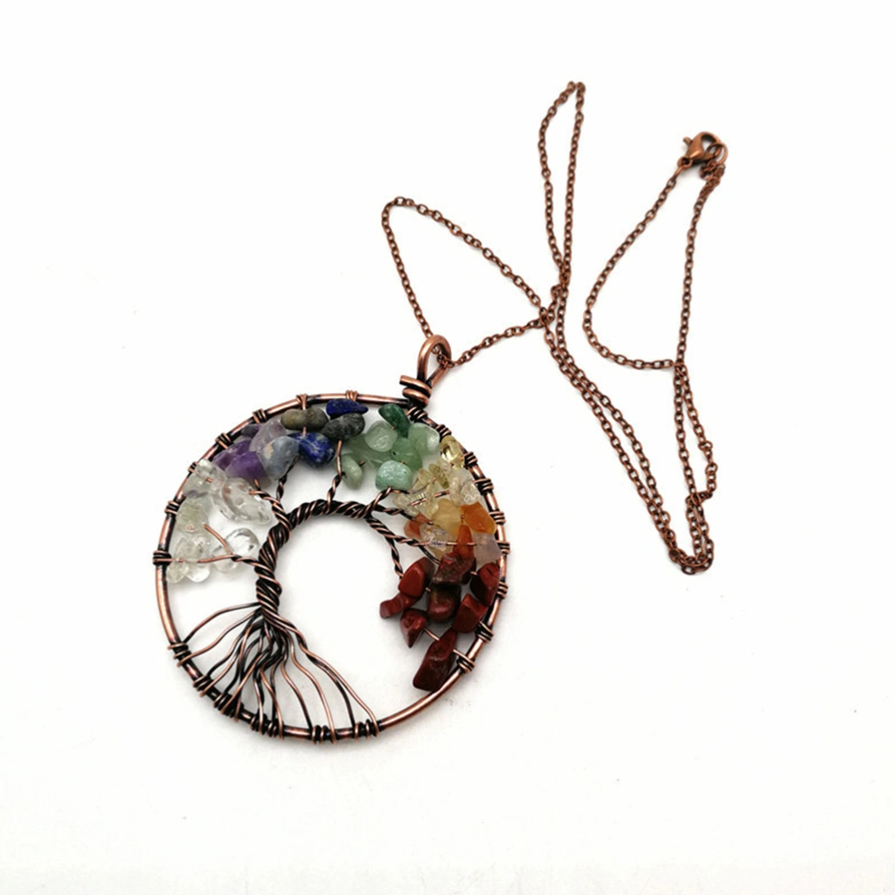 Colorful Gravel Tree of Life Necklace Fashion Neck Accessories Tree of Life Pendant Best Gifts for Women Girls