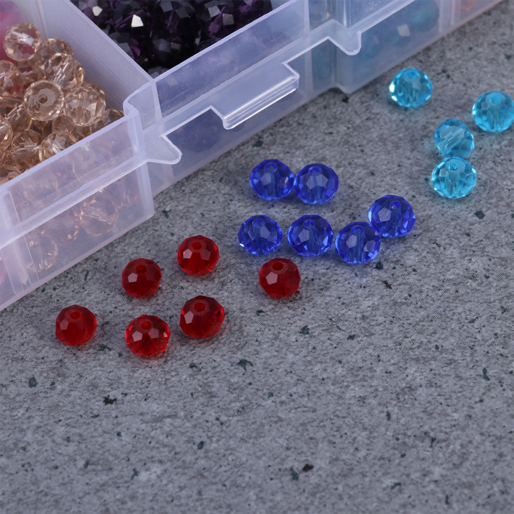 300Pcs 10 Colors 8mm Briolette Crystal Glass Beads Finding Spacer Beads Assorted Colors Beads with Container Box