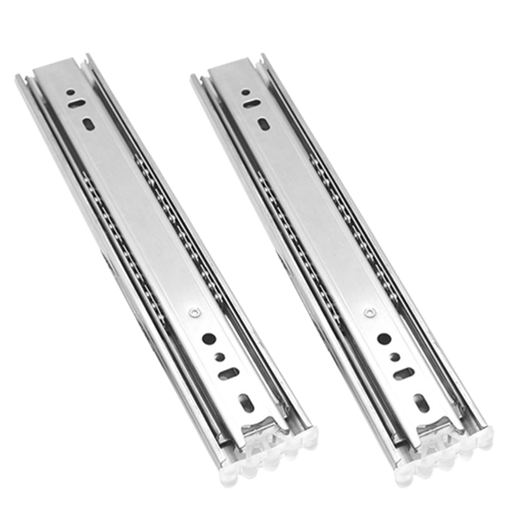 2pcs Stainless Steel Drawer Slides Close Drawer Track Rail Sliding Three-Section