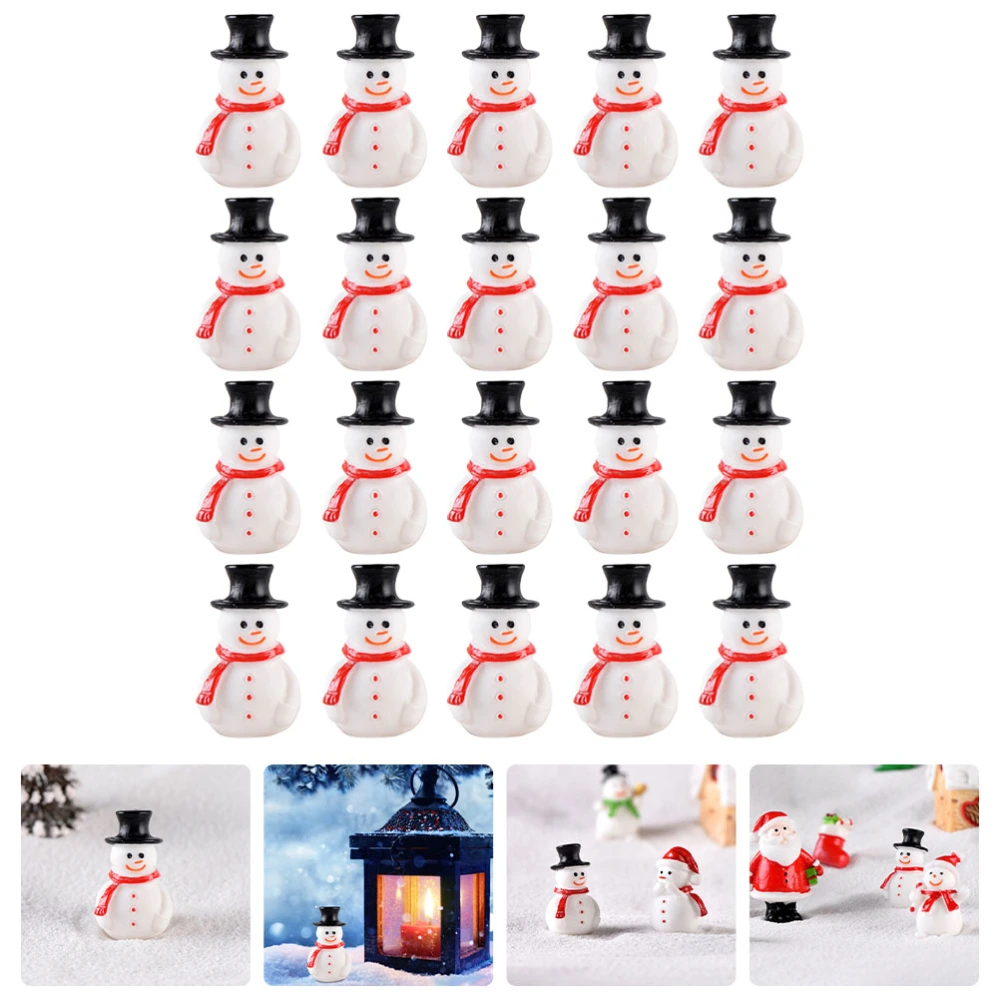 20Pcs Christmas Snowman Figurines Mini Xmas Snowman Statues Decorative Snowman Ornaments