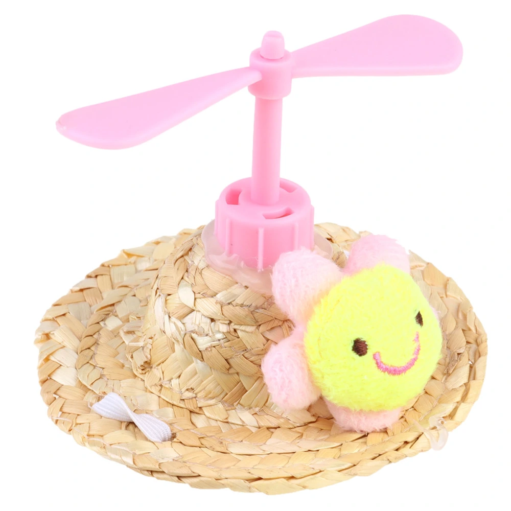 1Pc Pet Straw Hat Pet Dragonfly Sunhat Straw Woven Pet Knitted Hat Photo Props Pet Funny Decor Pet Supplies (Flower Pattern XS)