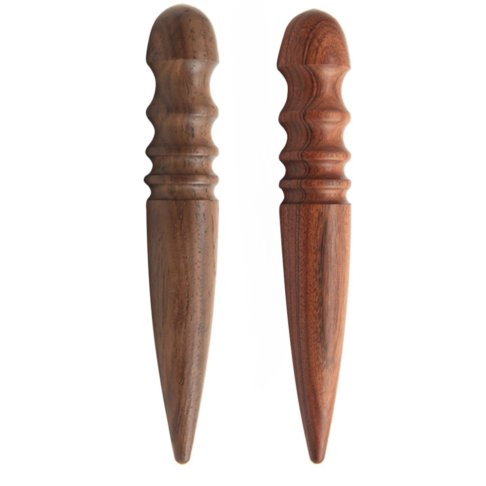 2 Pcs Manual Leather Burnisher Slicker Craft Sets Wooden Handle Polished Head Leather Tool for Home Shop DIY Craft (Red, Black Sandalwood)