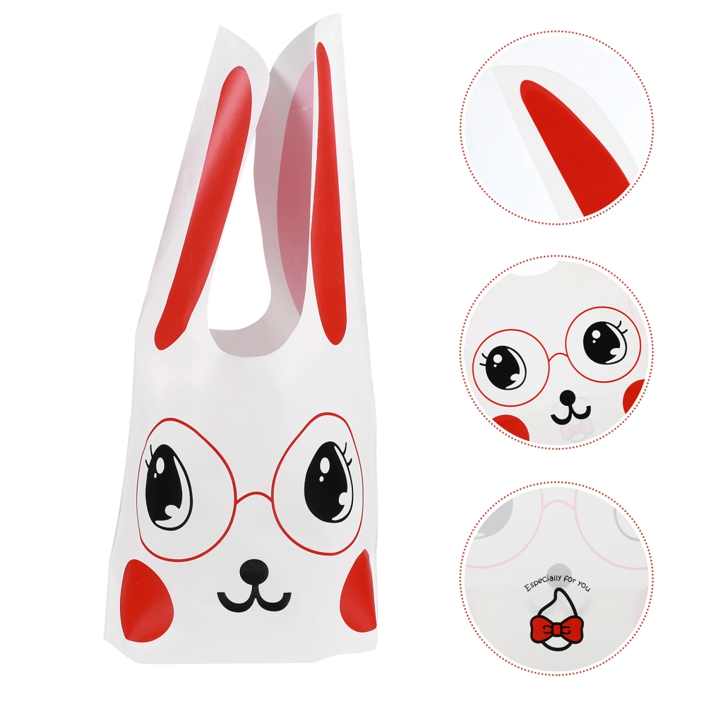 1 Set 50 Pcs Cartoon Rabbit Ear Baking Cookie Bags Candy Snack Packing Bags (Red)