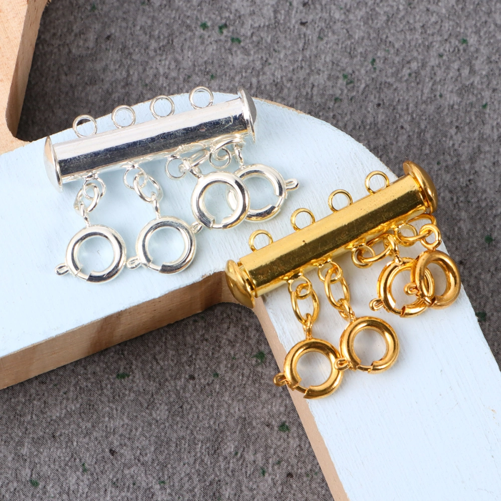 4pcs DIY Jewelry Supplies Multi-layer Necklace Connectors Copper Connecting Buckles for Women Men (4 Rows)