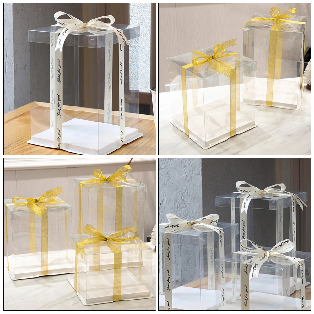 4 Pcs Transparent Cake Boxes Plastic Cake Carrier Birthday Cake Packing Container