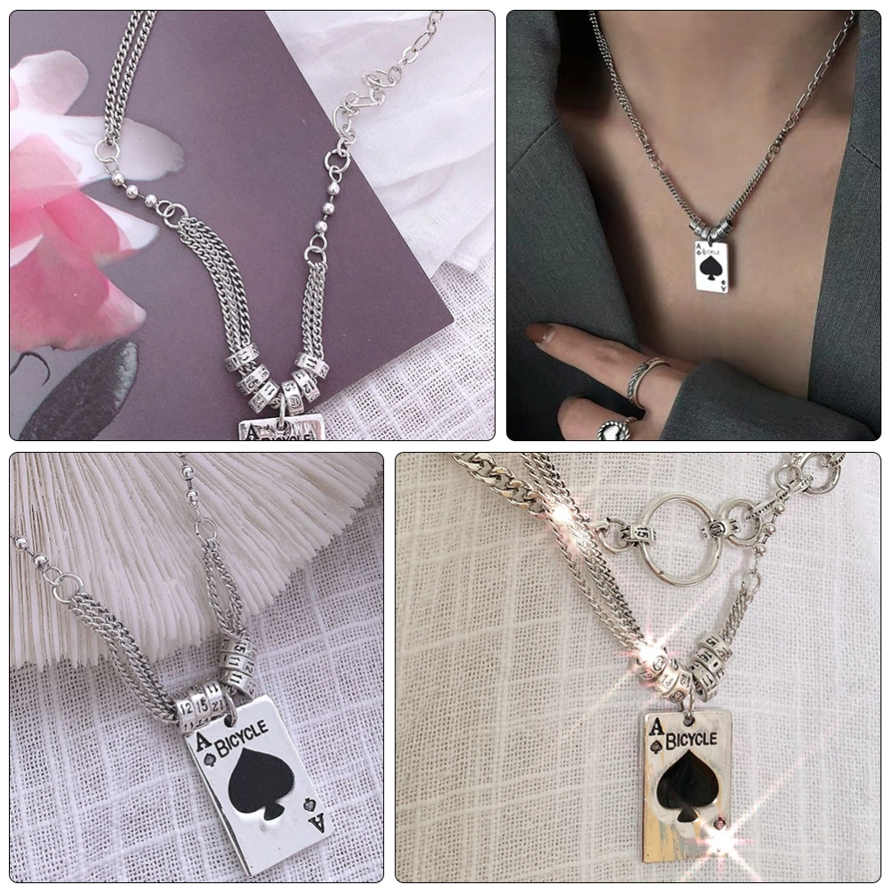 Ace of Spades Patterned Necklace Retro Clavicle Chain Elegant Collarbone Chain