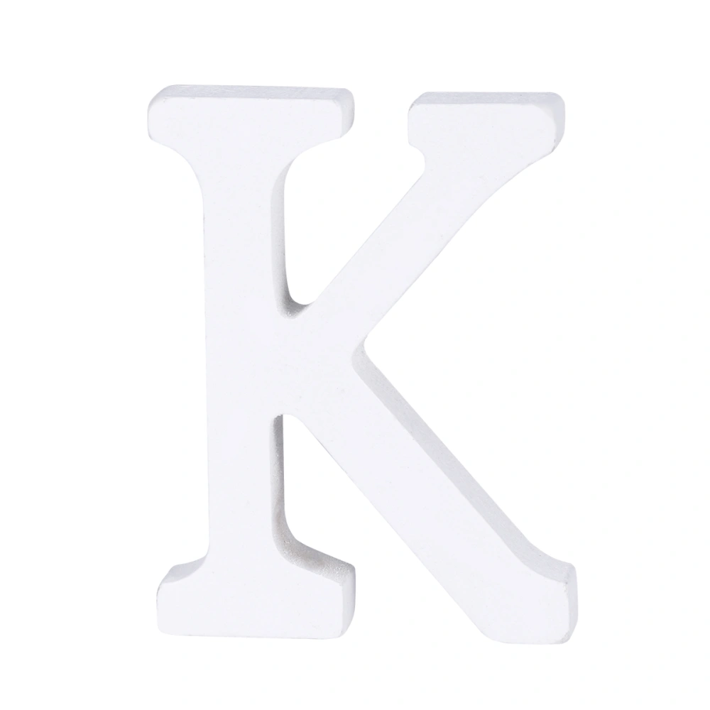 1pc 8cm Wood Letters K Decor Wall Simple DIY Letter for Wedding Party Birthday Home Store (White)