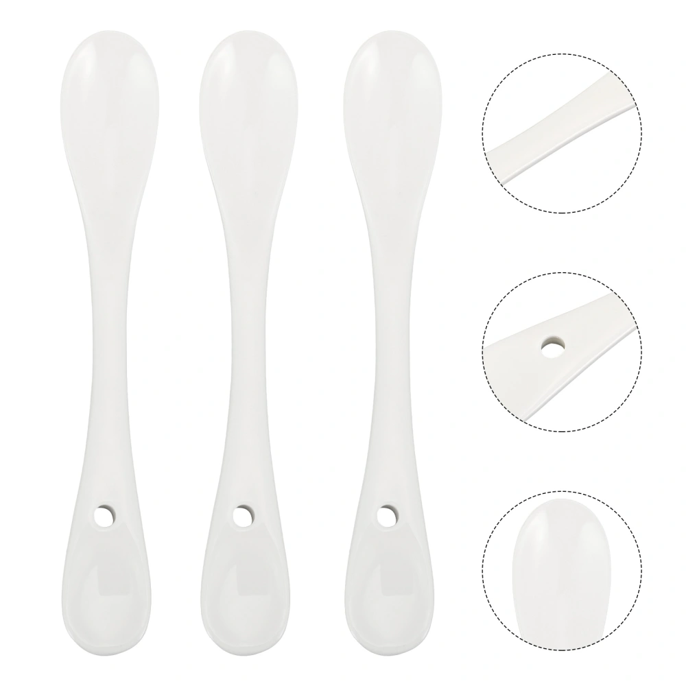 6Pcs Ceramic Coffee Stirring Spoons Ice Cream Spoons Kitchen Supplies (White)