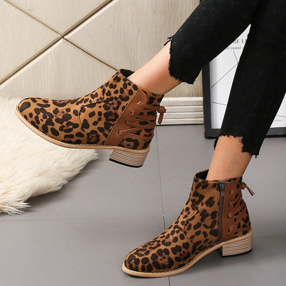 1 Pair of Women Short Boots Fashion Lady Booties Stylish Chunky Heel Shoes