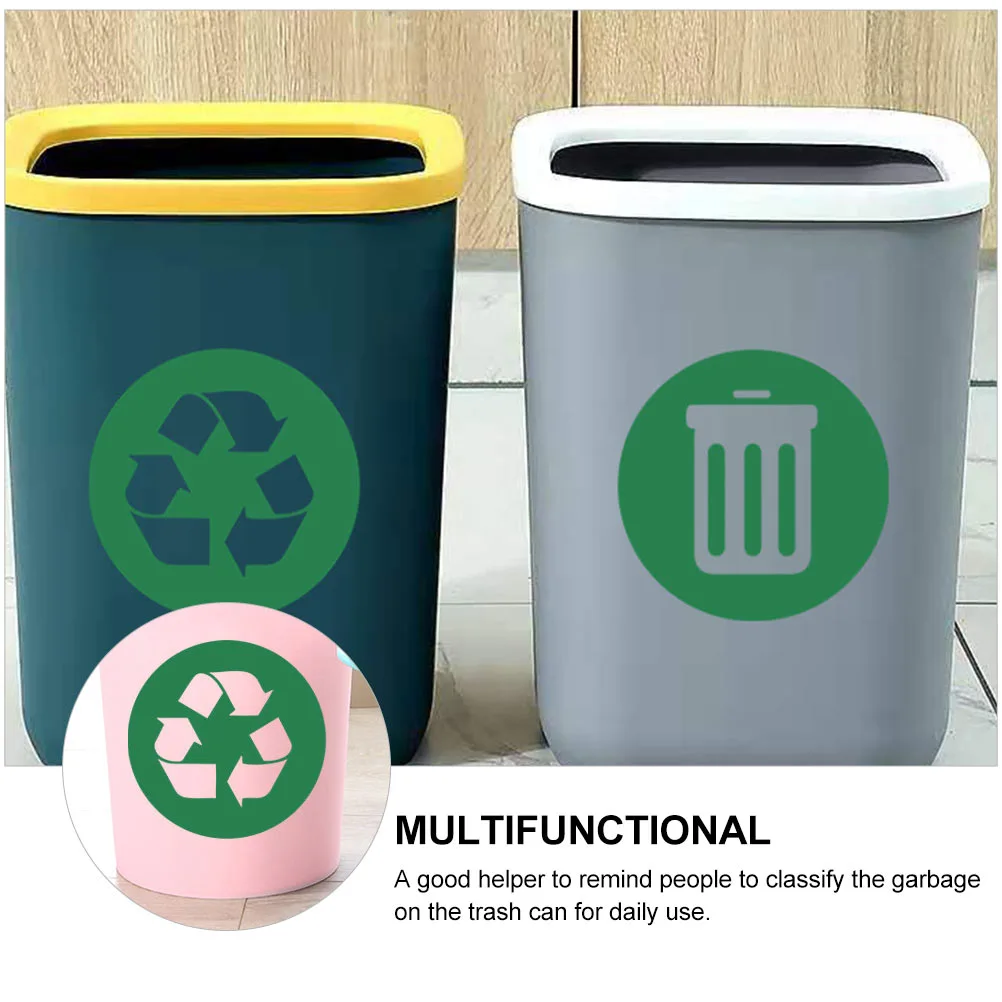 2pcs Adhesive Waste Sorting Stickers Trash Can Recycling Stickers Label Decors