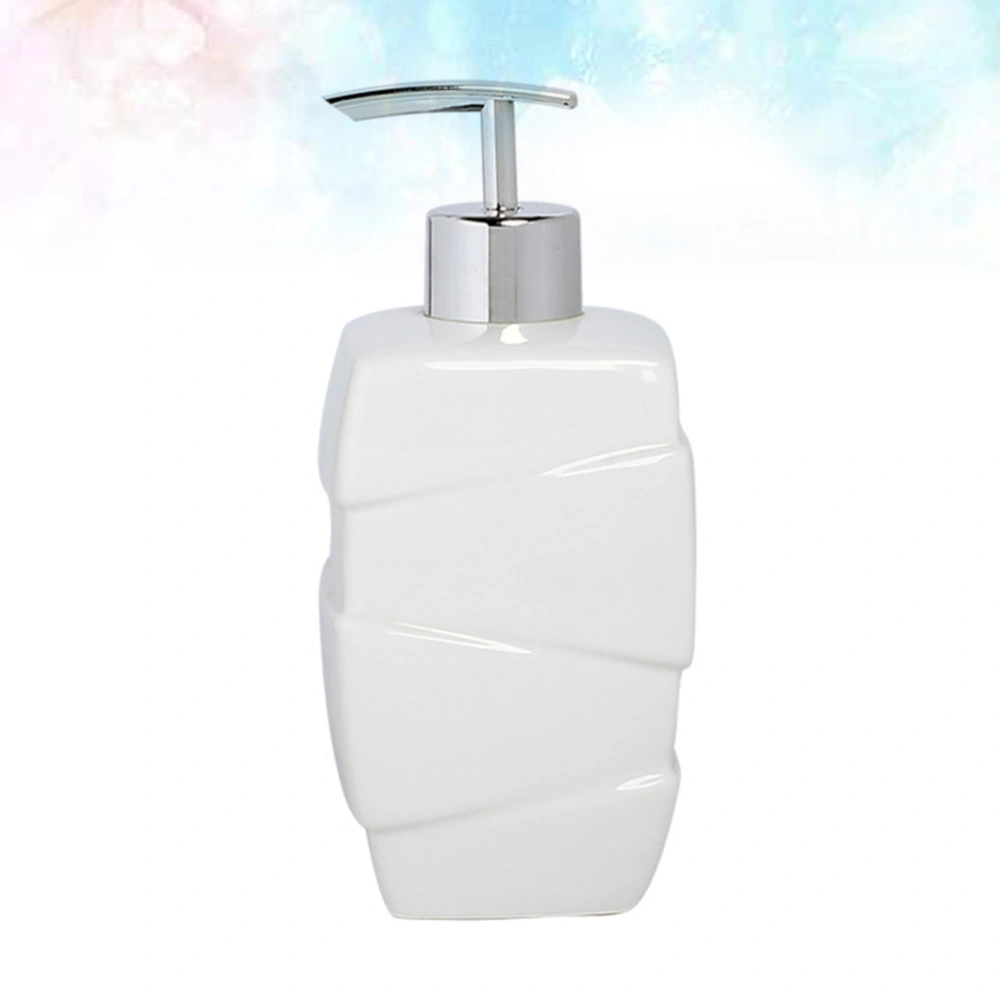 Empty Ceramics Pump Lotion Bottles Containers Toiletry Bottles Simple Hand Sanitizer Container (Geometric Square Shape)