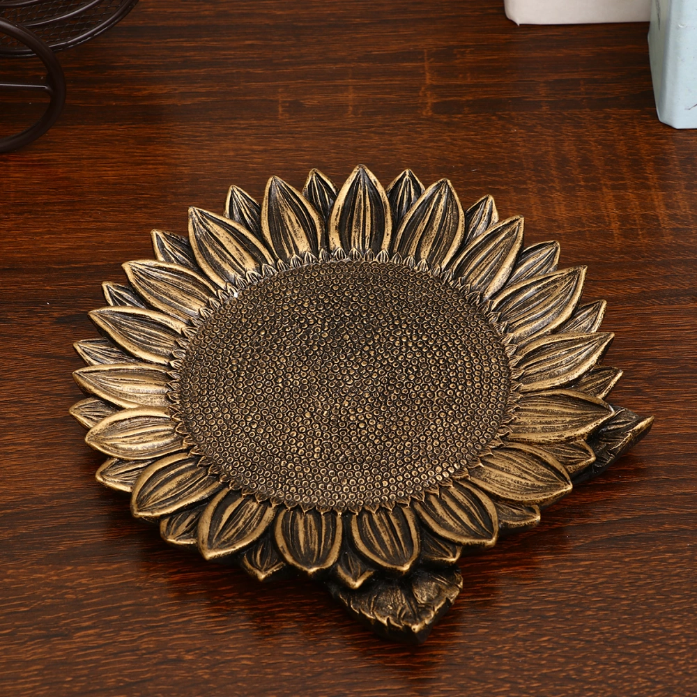 Resin Dried Fruit Plate Serving Tray Snack Plate Storage Plates Simulation Plants Nut Dish (Bronze Sunflower)