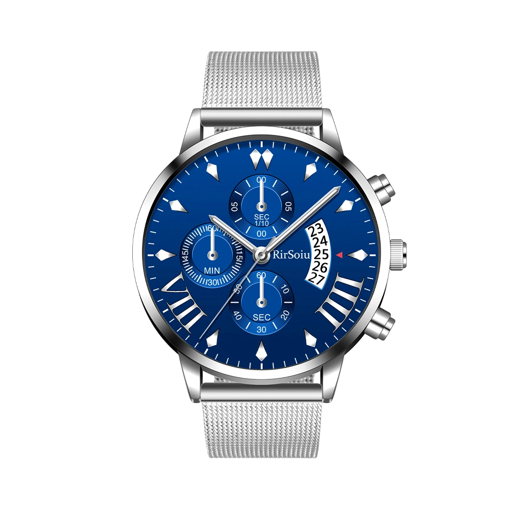 Mens Watches Waterproof Fashion Five Calendar Watch Three-eye Quartz Watch