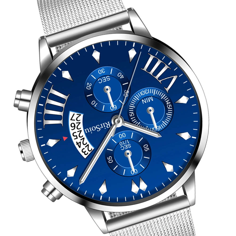Mens Watches Waterproof Fashion Five Calendar Watch Three-eye Quartz Watch