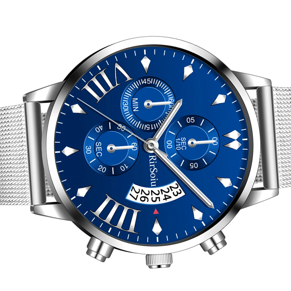 Mens Watches Waterproof Fashion Five Calendar Watch Three-eye Quartz Watch
