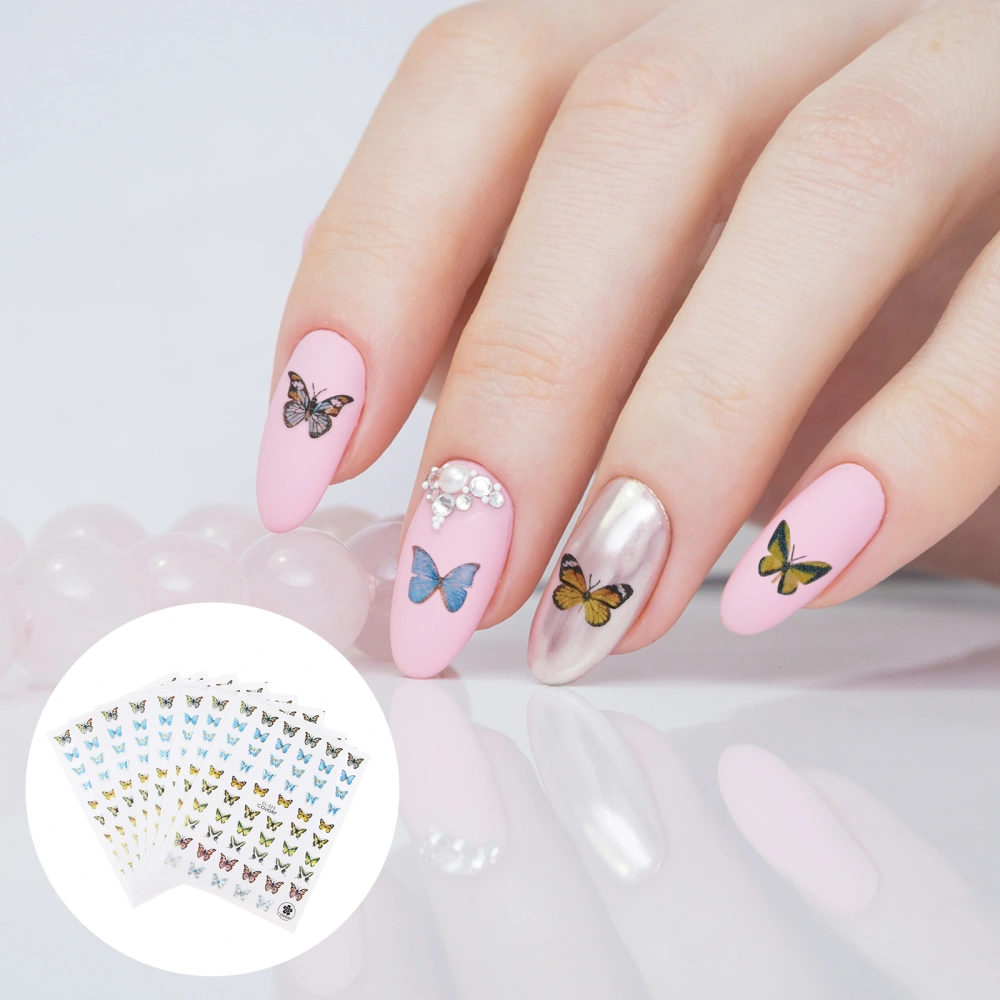 8pcs Delicate Nail Sticker Stylish DIY Manicures Decoration Beautiful Nail Art Accessories Supplies for Women Female Lady (Colorful)