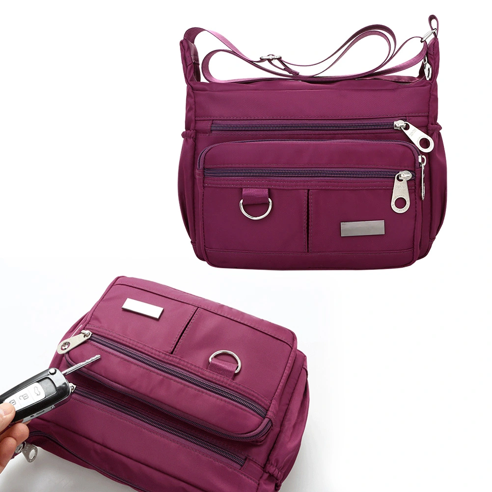 Waterproof Oxford Cloth Mother Handbag Casual Shoulder Bag Crossbody Bag Large Capacity Shoulder Tote Travel Bag for Ladies (Purple)