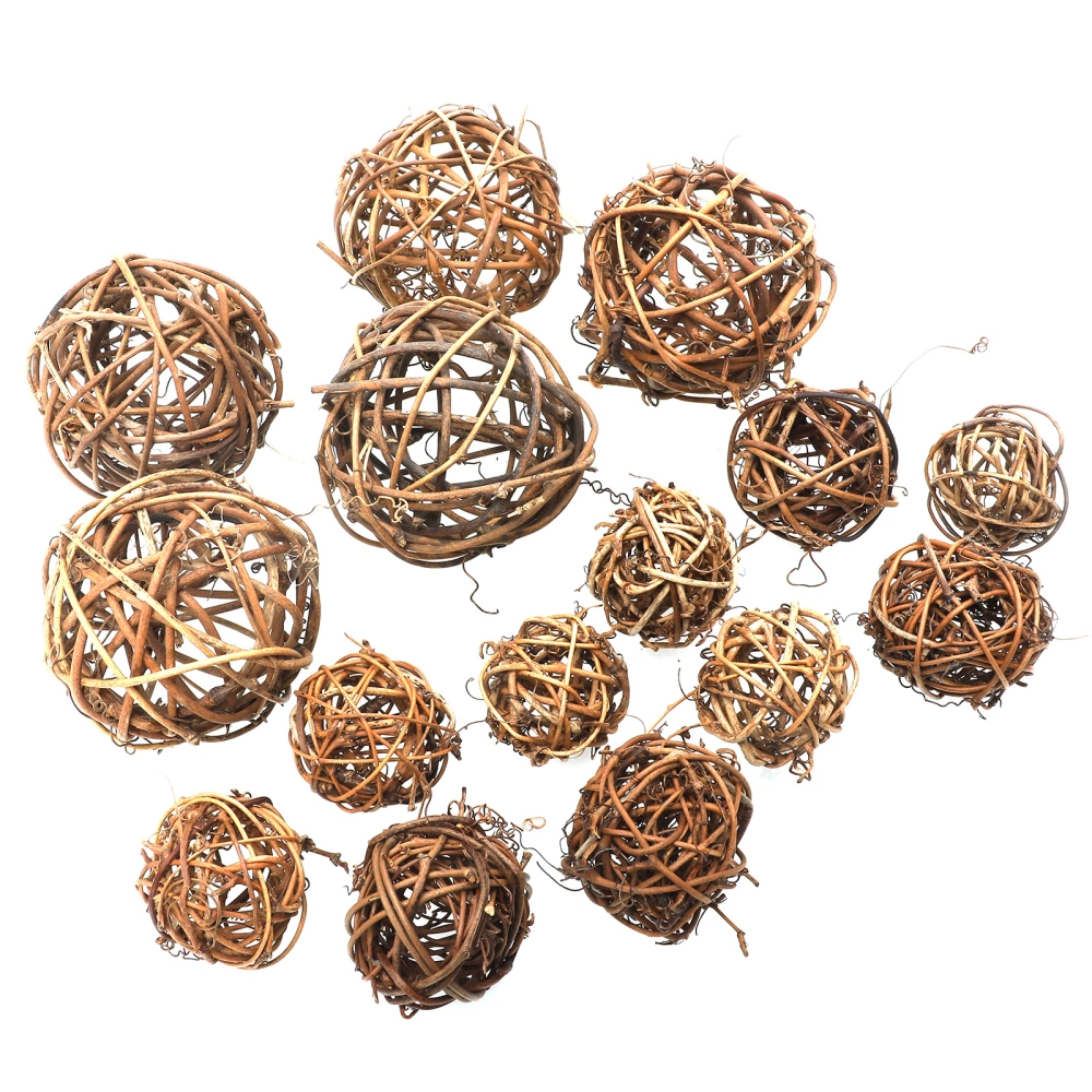 15PCS Rattan Woven Ball Decor DIY Props Crafts Decor Exquisite Decorative Ball Crafts