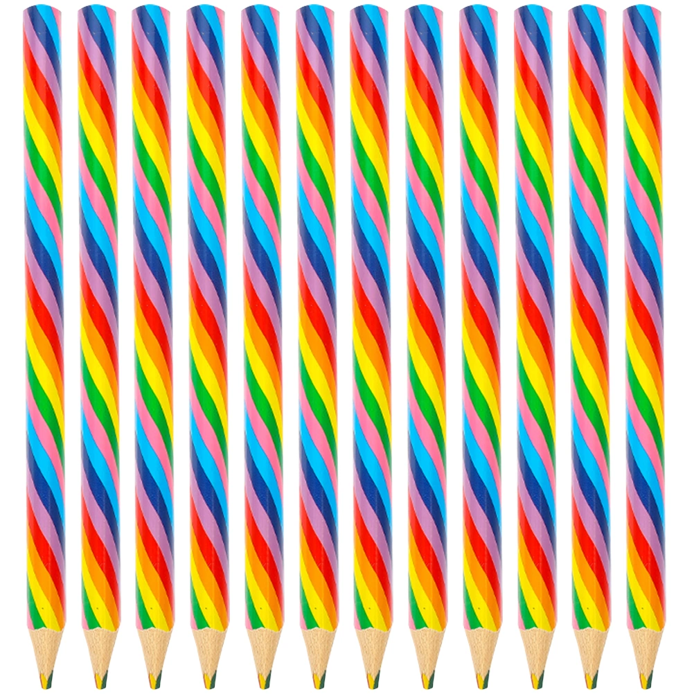 12Pcs Rainbow Kids Pencils Children Pencils Painting Pencils Kids Prizes Writing Pencils
