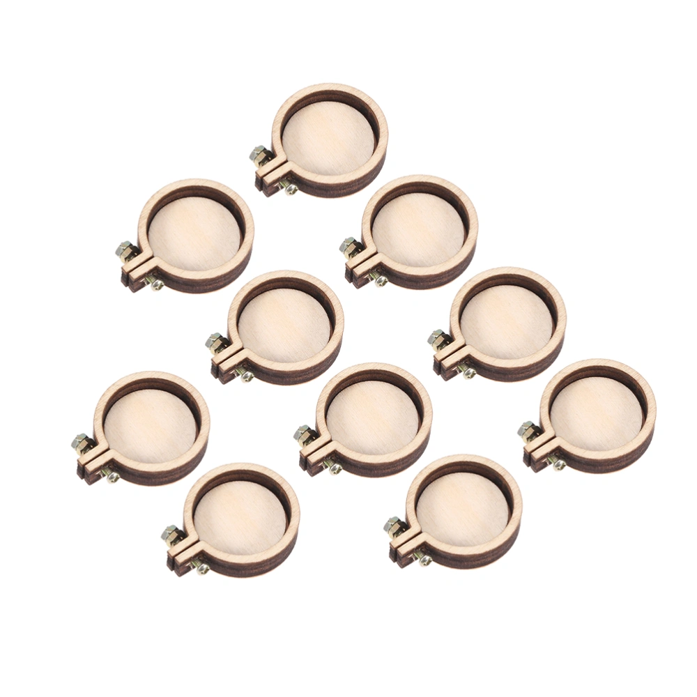 15PCS Wooden Mini Round Small Embroidered Cross Stitch Fixed Frame Sewing Accessories