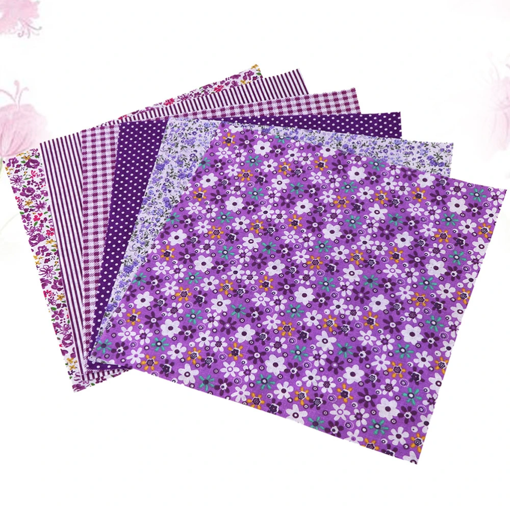 6Pcs 50x50cm Flower Pattern Cloth Creative DIY Cloth Fashion Cloth Handmade Cloth Decor (Purple)