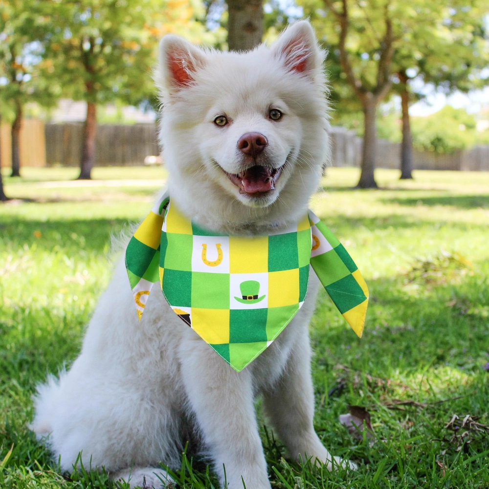 1 Pc St. Patrick's Day Clover Pet Bib Dog Bandana Reversible Triangle Bibs Scarf Accessory