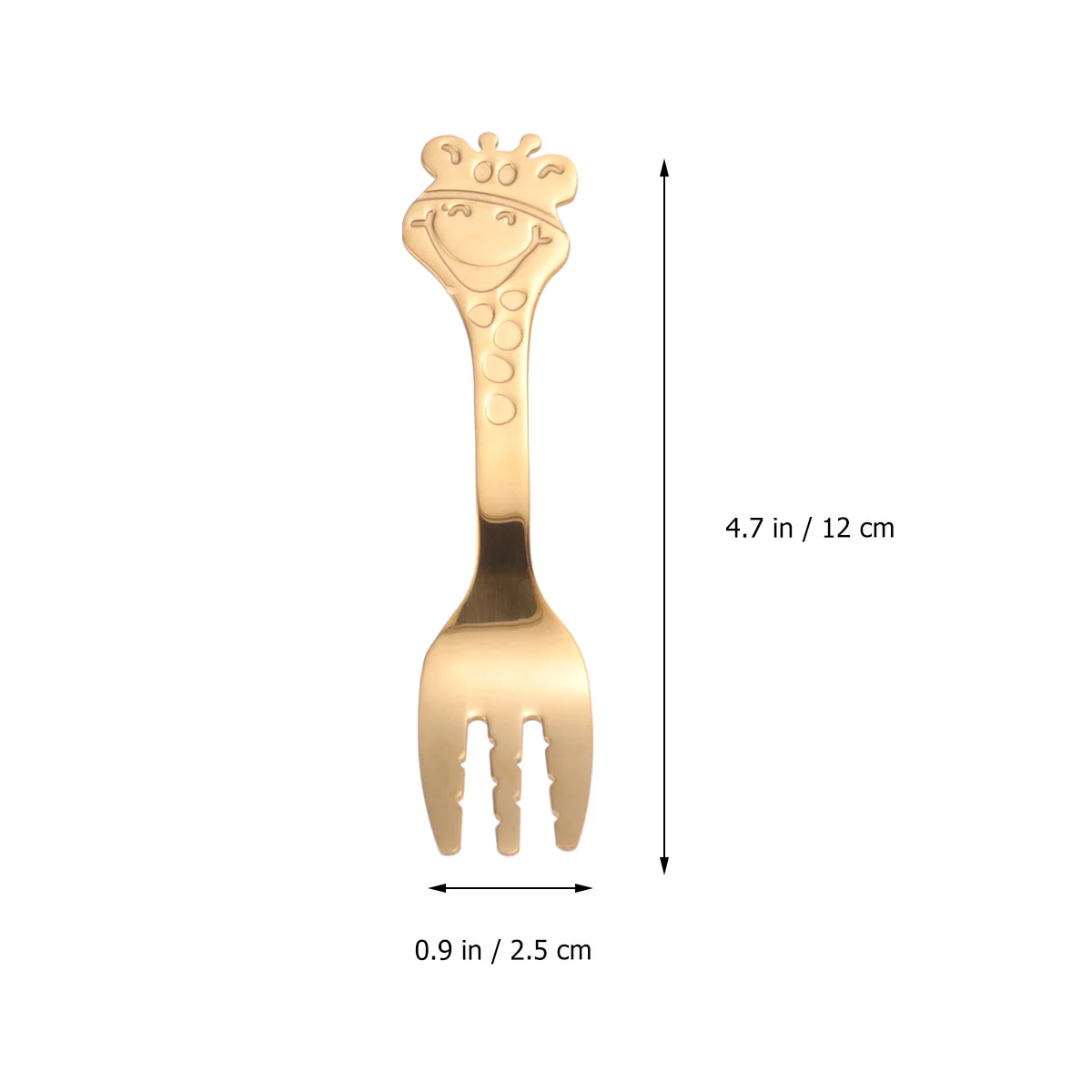 Baby Cartoon Giraffe Stainless Steel Spoon Children Dinner Spoon Tableware (Golden)
