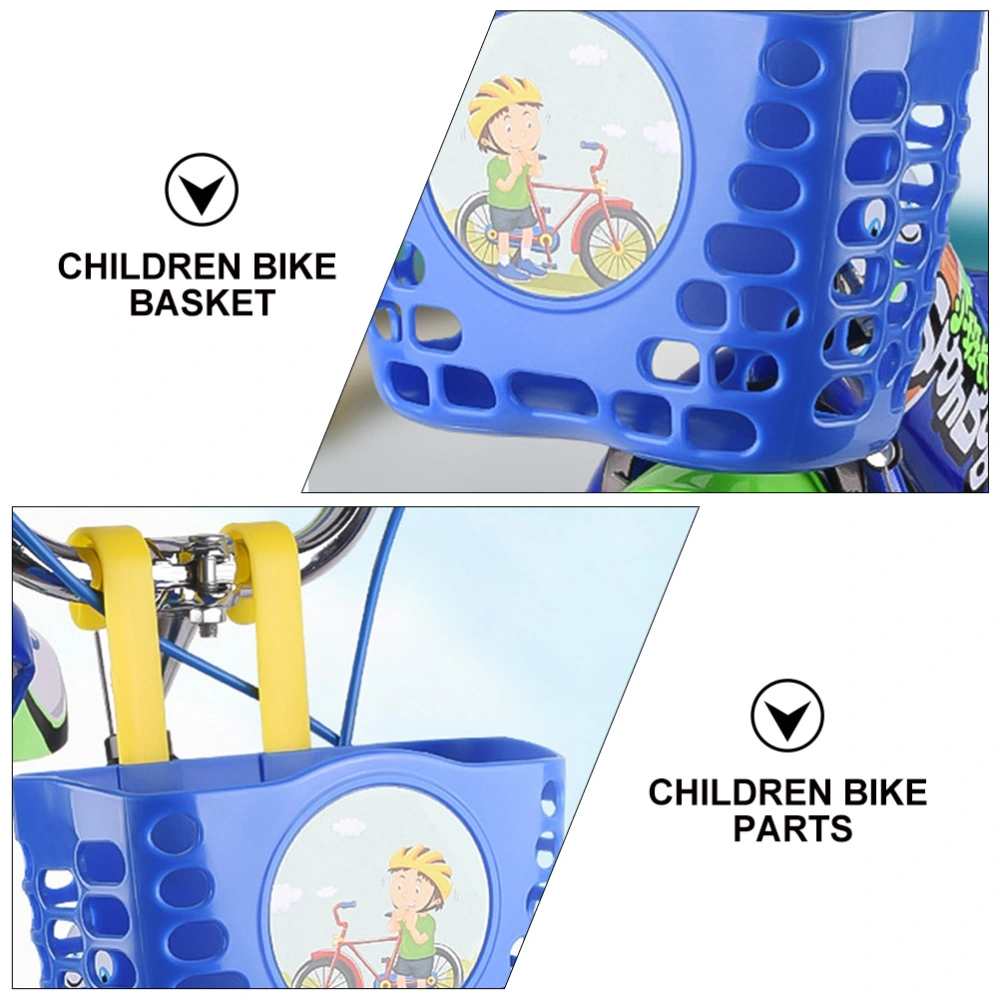 Kids Bike Front Basket Plastic Storage Container Scooter Basket (Dark Blue)