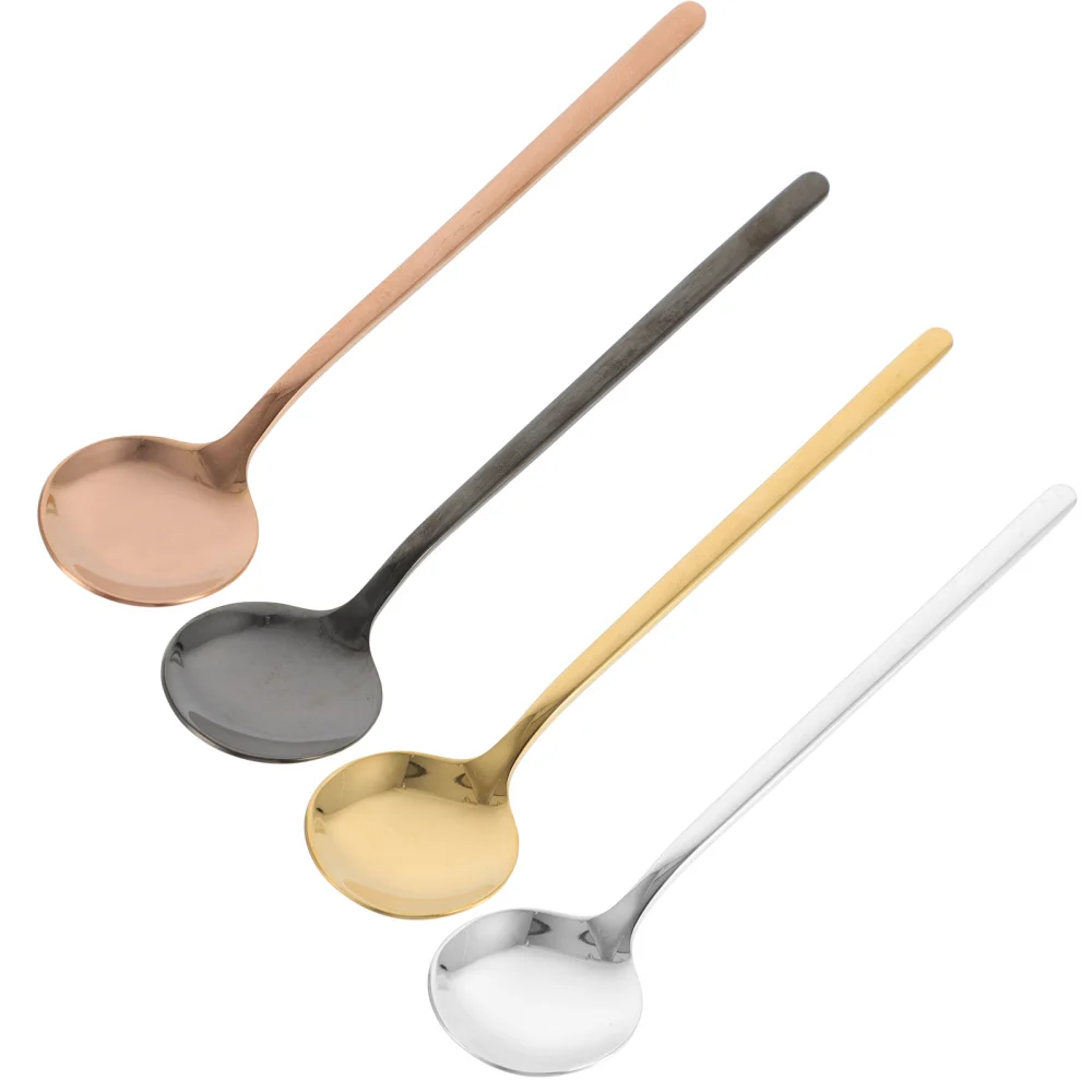 4pcs Coffee Spoons Soup Spoons Stirring Spoons Dessert Spoons Condiment Spoons