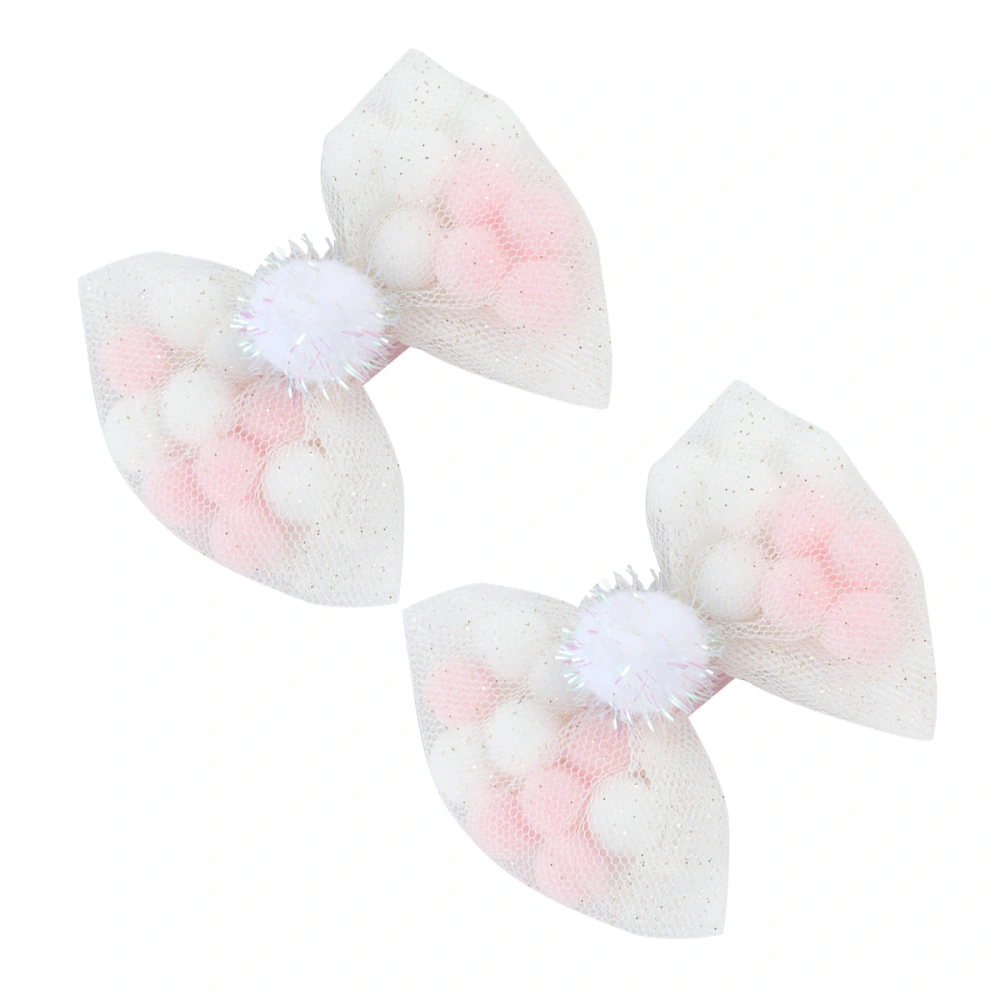 2Pcs Easter Bunny Design Hair Clips Baby Girls Barrette Bowknot Mesh Hair Colorful Headdress Headwear for Girls Kids