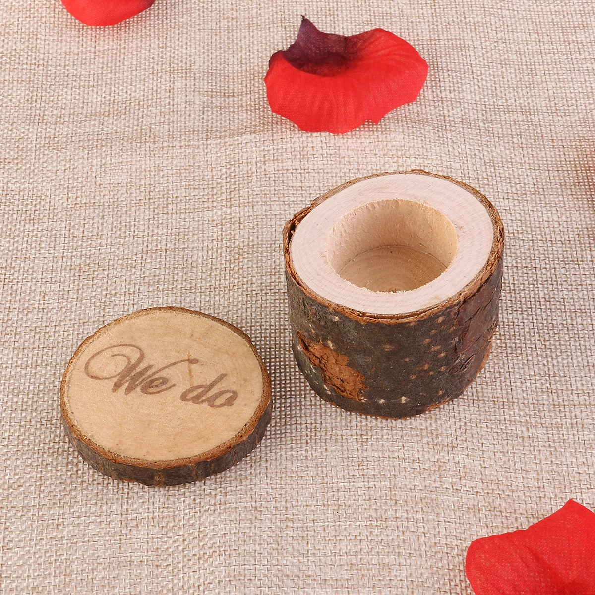 Wooden Printed We Do Rustic Shabby Chic Wedding Ring Bearer Box