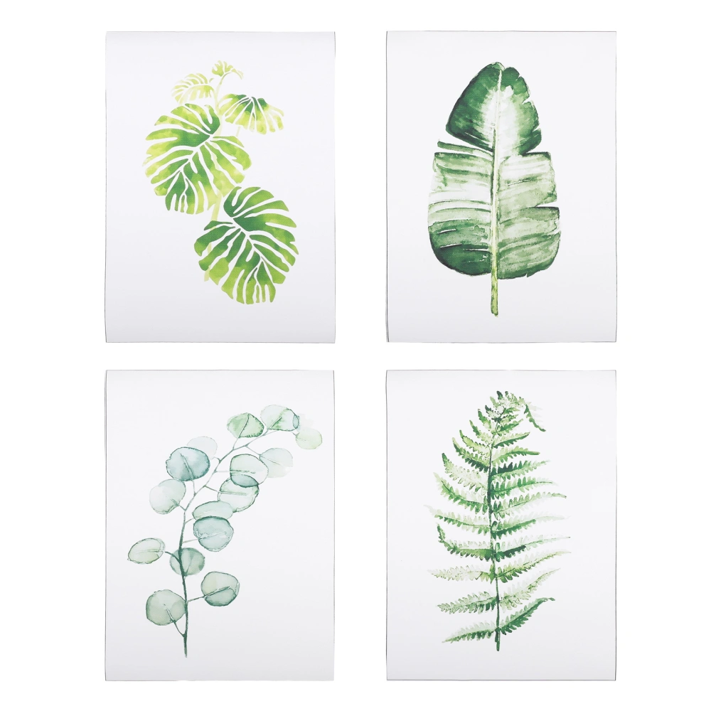 4 Pcs Green Canvas Wall Art Minimalist Painting for Home Nordic Style Art Poster