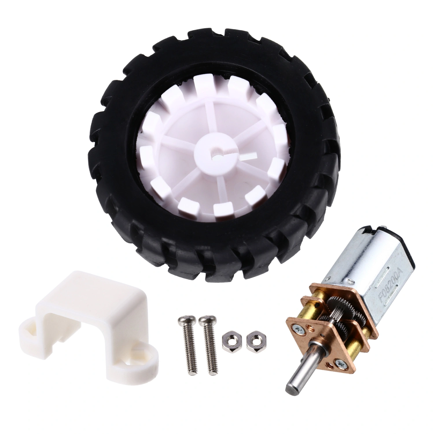 1 Set Micro Speeds Reduction Motor Mini Gear Box Motor with Rubber Tire