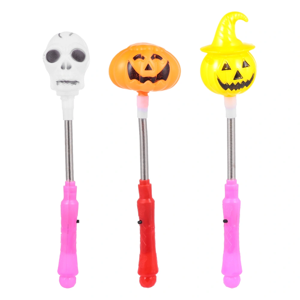 3Pcs Halloween Glowing Hand Sticks Pumpkin Shape Flashing Wand Halloween Prop