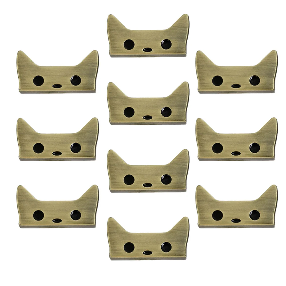 10pcs Cat Lock Catch Metal Luggage Button Creative Bag Lable Buckle Accessories (Brass)