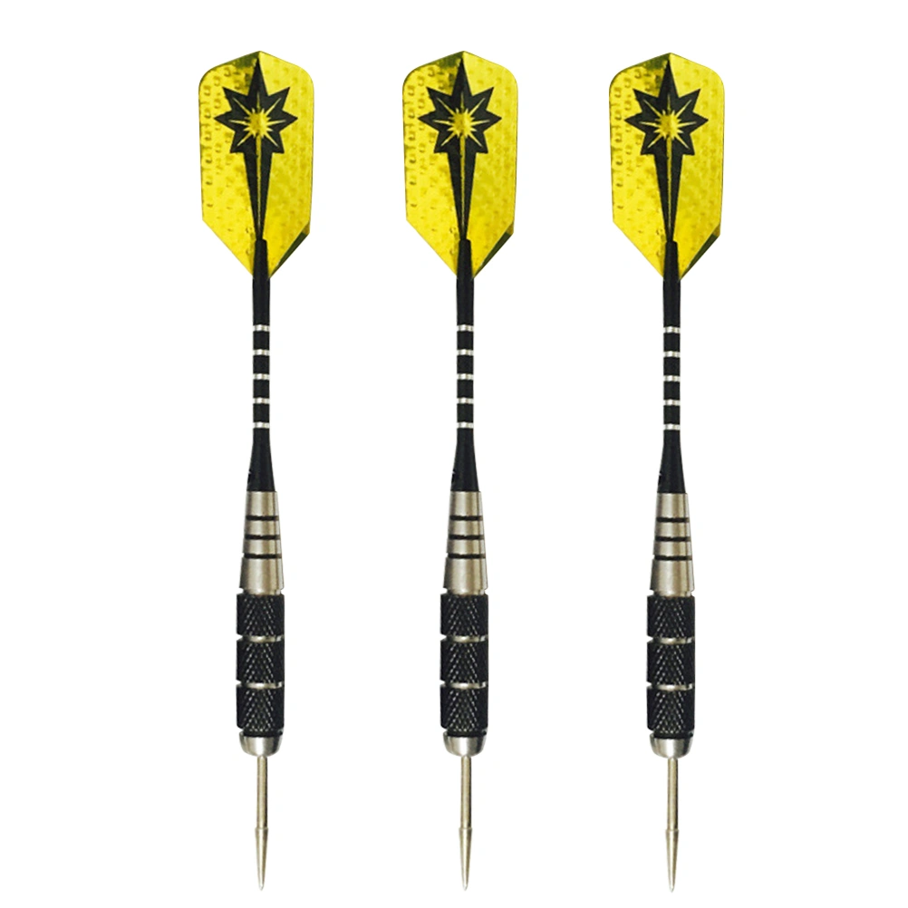 3pcs 22g Metal Drop-resistant Darts Pin-Type Darts Portable Needle Tipped Darts Flights Darts for Sports Events (Yellow)